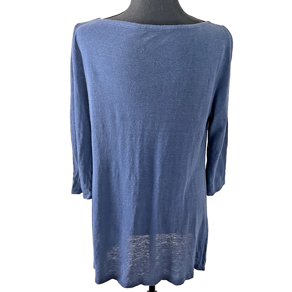 Eileen Fisher Organic Linen Tunic Top Women's M Blue Boat Neck‎ Lagenlook - Picture 5 of 6